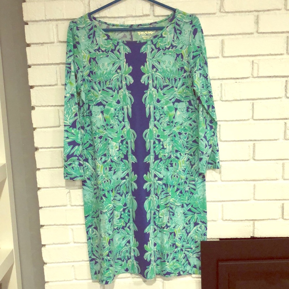 Lilly light cotton dress. Mint green and navy blue